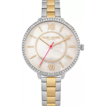 Relógio de pulso de quartzo Daisy Dixon DD088SGM mulher 36mm malha de aço inoxidável prateada