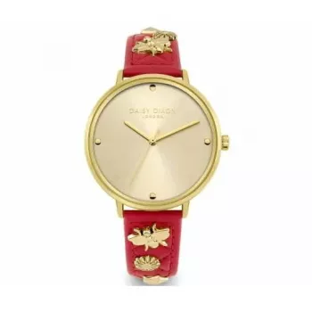 Relógio analógico de quartzo de mulher Daisy Dixon DD133PG 38mm tom de ouro rosa rosa pele sintética