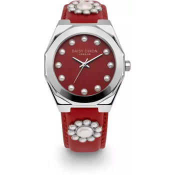 Relógio de mulher Daisy Dixon DD136PS quartzo analógico - 36mm caixa cor de ouro rosa, mostrador rosa, bracelete de pele sintética rosa