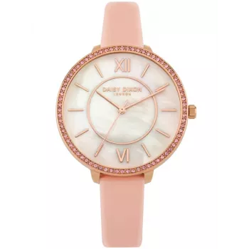Relógio de mulher Daisy Dixon quartzo analógico DD088PRG - mostrador rosa-ouro 36 mm, bracelete de pele rosa