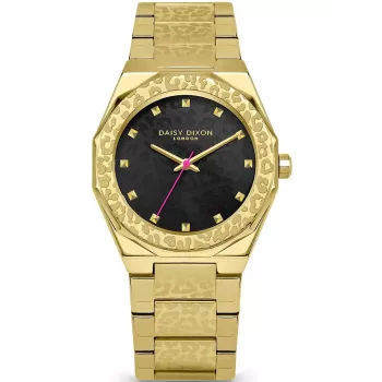 Daisy Dixon Relógio de mulher DD173GM 36mm Mostrador de flores tom de ouro rosa Bracelete de pele PU cinzento