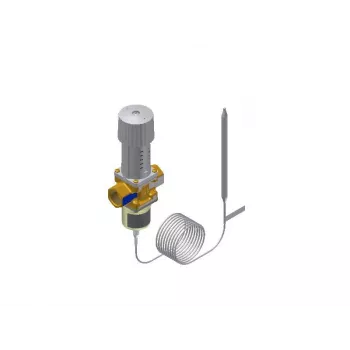 Corpo de válvula termostática Danfoss 003N0043 - modelo reto, latão niquelado, 1/2 polegada