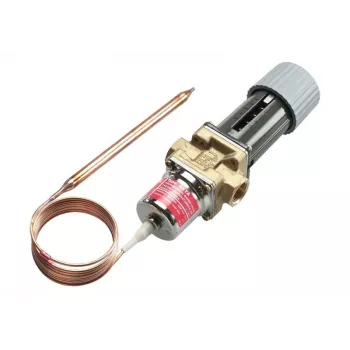 Corpo de válvula termostática Danfoss 003N0043 - modelo reto, latão niquelado, 1/2 polegada