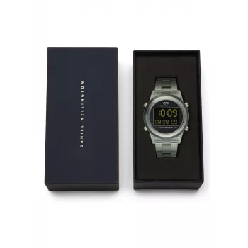 DANIEL WELLINGTON Classic 42mm relógio de aço inoxidável com bracelete de pele preta – caixa em ouro rosa, mostrador branco casca de ovo, quartzo japonês