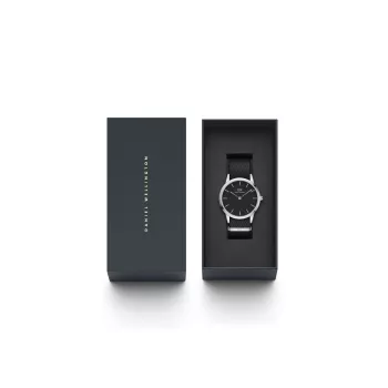 Relógio Daniel Wellington Classic homem 40mm ouro rosa aço inoxidável pele preta