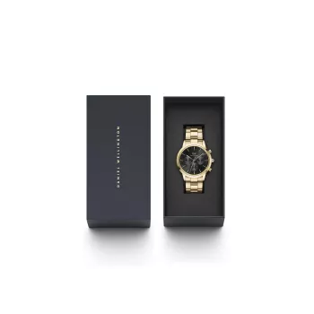 DANIEL WELLINGTON Classic Relógio de homem 42mm Ouro rosa Pele preta DW00100641