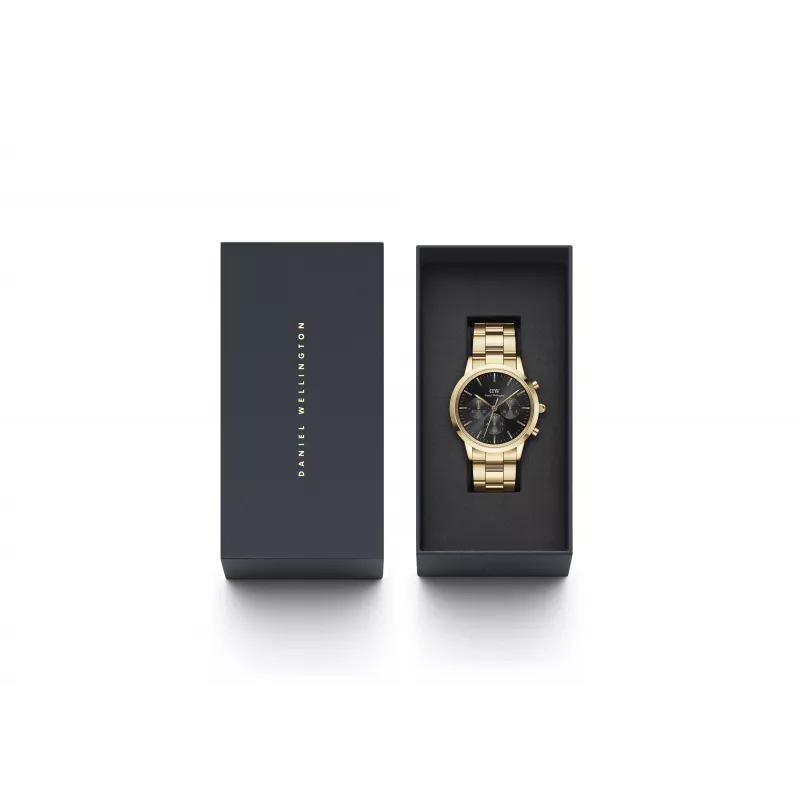 DANIEL WELLINGTON Classic Relógio de homem 42mm Ouro rosa Pele preta DW00100641