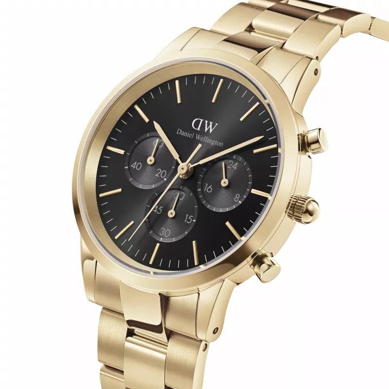 DANIEL WELLINGTON Classic Relógio de homem 42mm Ouro rosa Pele preta DW00100641