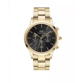 DANIEL WELLINGTON Classic Relógio de homem 42mm Ouro rosa Pele preta DW00100641