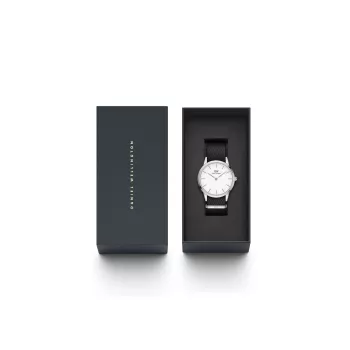Relógio de homem DANIEL WELLINGTON Classic DW00100677 40mm caixa em aço inoxidável tom ouro rosa mostrador branco creme bracelete de pele preta