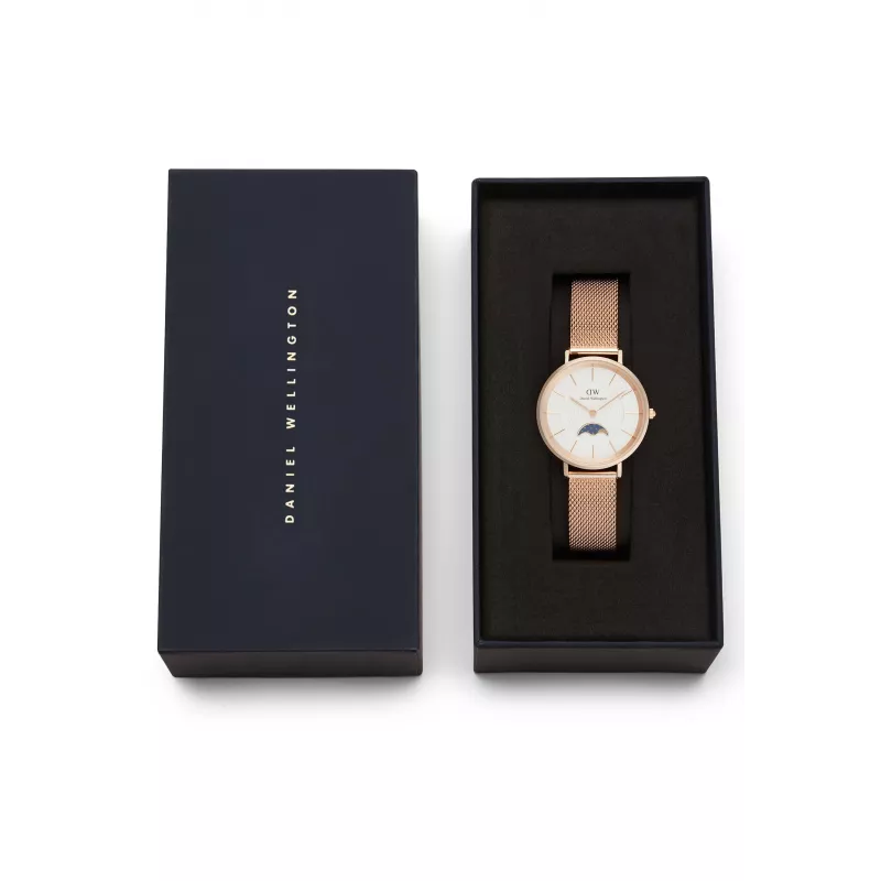 Relógio de mulher DANIEL WELLINGTON Petite Lumine 32mm prateado com mostrador em madrepérola e bracelete mesh prateada DW00100773