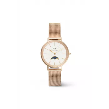 Relógio de mulher DANIEL WELLINGTON Petite Lumine 32mm prateado com mostrador em madrepérola e bracelete mesh prateada DW00100773