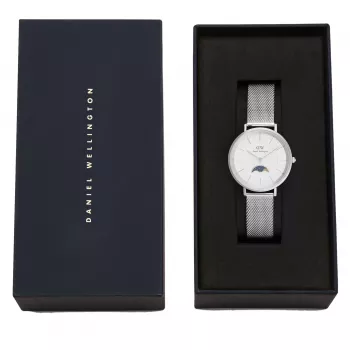 Relógio Daniel Wellington Petite Lumine 32mm mesh em aço inoxidável tom ouro rosa