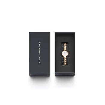 Relógio de mulher DANIEL WELLINGTON Petite Lumine 22 mm ouro rosa aço inoxidável malha DW00100717