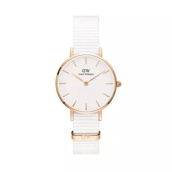 Relógio DANIEL WELLINGTON Petite Melrose mulher 28 mm bracelete de malha rosa-ouro DW00100313