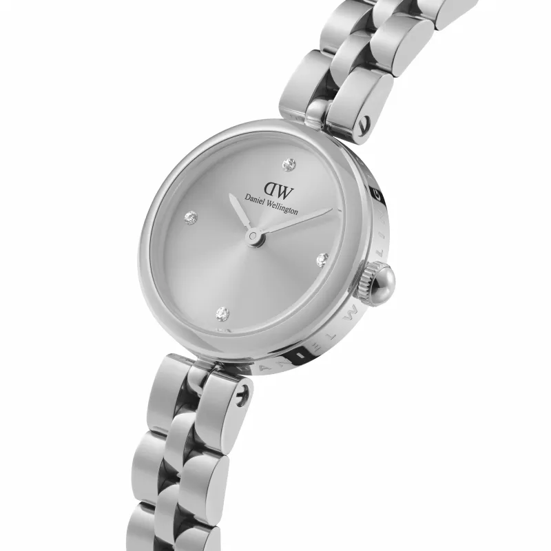 Relógio de senhora Daniel Wellington Quadro Mini Pressed Sheffield DW00100719 - caixa de aço inoxidável rosa-ouro 22mm, mostrador branco-creme, bracelete de pele italiana preta