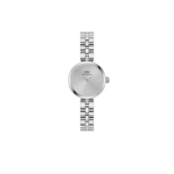 Relógio de senhora Daniel Wellington Quadro Mini Pressed Sheffield DW00100719 - caixa de aço inoxidável rosa-ouro 22mm, mostrador branco-creme, bracelete de pele italiana preta