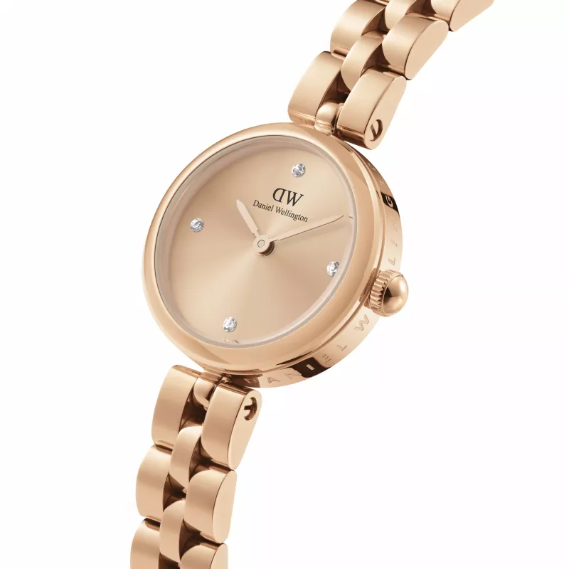 Relógio para mulher Daniel Wellington Quadro 22mm caixa de aço inoxidável tom ouro rosa bracelete de pele preta DW00100720
