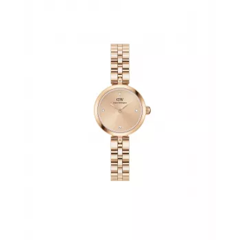 Relógio para mulher Daniel Wellington Quadro 22mm caixa de aço inoxidável tom ouro rosa bracelete de pele preta DW00100720