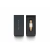 Relógio DANIEL WELLINGTON Quadro de mulher 32mm ouro rosa aço inoxidável pele preta