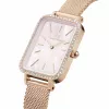 DANIEL WELLINGTON Quadro relógio de senhora DW00100669 – 20mm caixa em ouro rosa, bracelete de pele preta