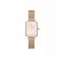 DANIEL WELLINGTON Quadro relógio de senhora DW00100669 – 20mm caixa em ouro rosa, bracelete de pele preta