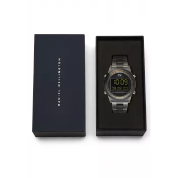 Relógio unissexo DANIEL WELLINGTON DW00100765 42mm Caixa de aço inoxidável ouro rosa Bracelete de pele preta Quartzo