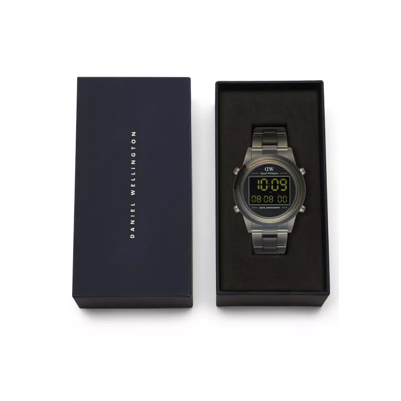 Relógio unissexo DANIEL WELLINGTON DW00100765 42mm Caixa de aço inoxidável ouro rosa Bracelete de pele preta Quartzo