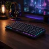 Teclado gaming mecânico TKL Dark Project Terra Nostra G3MS Moonstone Switch, US ANSI, preto
