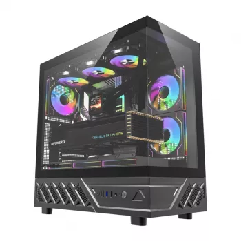 Caixa de computador Mid-Tower DarkFlash DS950 (preta) com 6 ventoinhas ARGB pré-instaladas