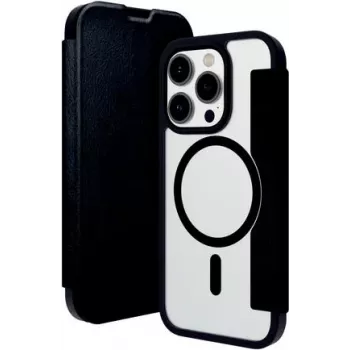 dbramante1928 Helsinki Capa folio MagSafe para iPhone 15 Pro, pele preta com 3 compartimentos para cartões HE61CLBL1882