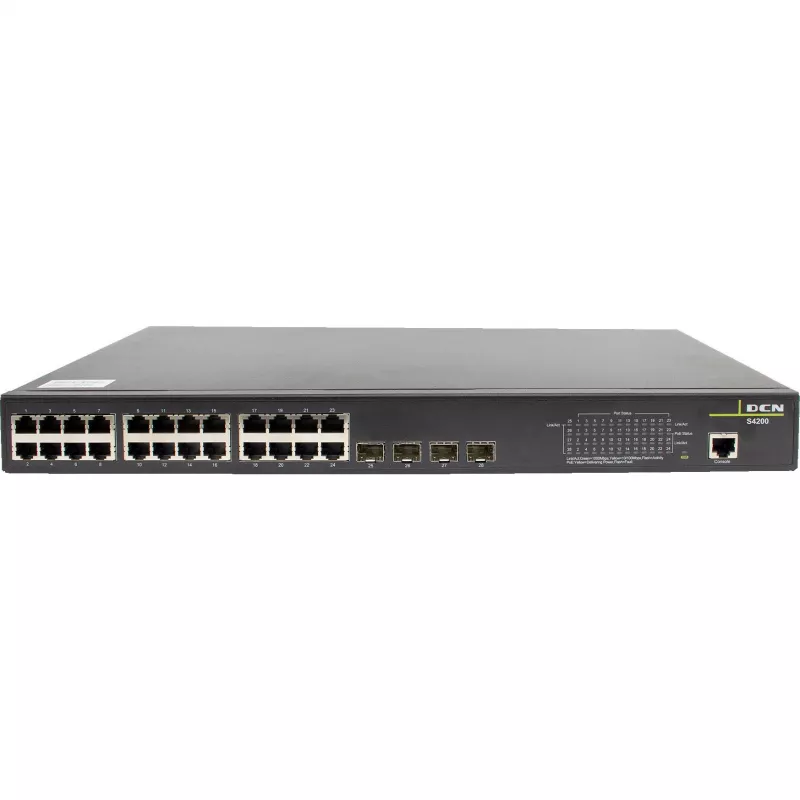 Switch gerido Layer 2 PoE+ DCN S4200-28P-PL-SI-R2, 24 portas Gigabit PoE+, 4x SFP, 200W