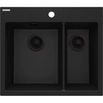 Lava-loiça de granito compósito DEANTE 1,5 cubas preto 780x435mm