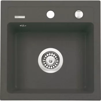 DEANTE Pia de granito de 1 cuba com escorredor, preto (Nero), 780x440 mm, encastrar, 2 furos de torneira, extravasor, válvula de escoamento e sifão incluídos