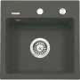 DEANTE Pia de granito de 1 cuba com escorredor, preto (Nero), 780x440 mm, encastrar, 2 furos de torneira, extravasor, válvula de escoamento e sifão incluídos