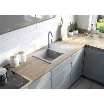Lava-loiça DEANTE 1 cuba em granito com escorredor – Onyx, Fragranite, 620x500mm