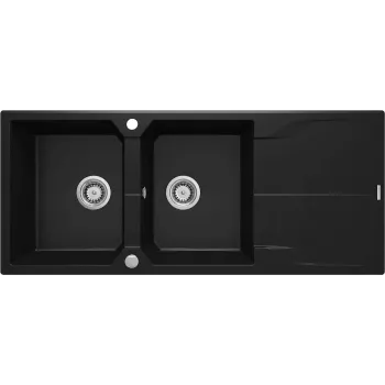 DEANTE Lava-loiça de granito 2 cubas com escorredor - Onyx Black