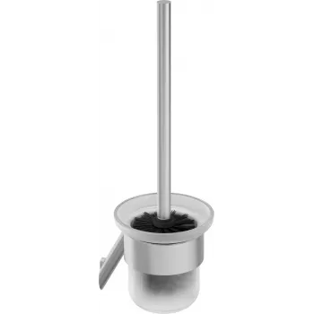 DEANTE ADI F711 Escova de sanita de parede com suporte em aço inoxidável, prateado mate, 38 cm