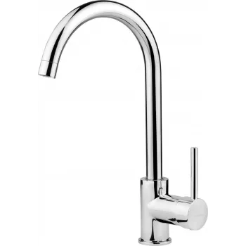 Misturadora de cozinha monocomando DEANTE Alga com bica orientável, cromado, corpo em latão, cartucho cerâmico, ligações flexíveis G 3/8 polegadas, rotação 360°