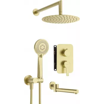 DEANTE Arnika Conjunto de duche encastrado com saída de banheira, dourado, chuveiro de teto 250 mm