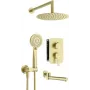 DEANTE Arnika Conjunto de duche encastrado com saída de banheira, dourado, chuveiro de teto 250 mm