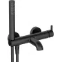 DEANTE Arnika Nero torneira de banheira com conjunto de chuveiro, preto mate, montagem de parede, misturadora monocomando, cartucho cerâmico, chuveiro de mão, mangueira 150 cm