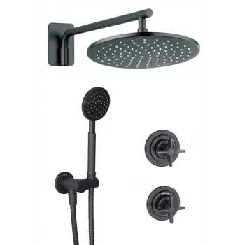 DEANTE Arnika Nero conjunto de duche encastrado, preto mate, chuveiro de teto 250x250mm