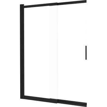 DEANTE Painel de duche 100x140 cm 1 folha Montagem na parede Vidro temperado de segurança Moldura de alumínio Preto Mate
