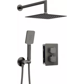 DEANTE Conjunto de duche termostático encastrado com caixa, preto mate