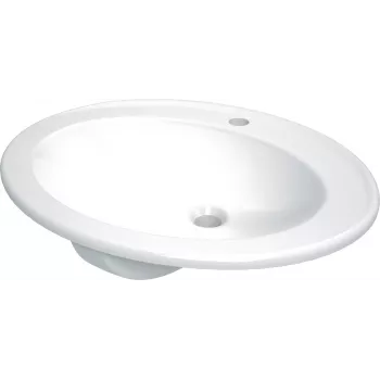 DEANTE Lavatório de cerâmica para encastrar com bancada de acessórios, 600x450x170 mm, branco, brilhante, série Como