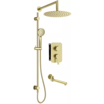 DEANTE Conjunto de duche encastrado com caixa misturadora, dourado, chuveiro de teto 250 mm, misturadora monocomando