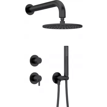 DEANTE Conjunto de duche encastrado com chuveiro de teto - Preto mate, Quadrado 250x250 mm, Arnika Nero