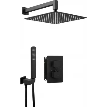 Conjunto de duche encastrado DEANTE com BOX termostático - Arnika Nero - Preto mate