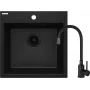 DEANTE Lava-Loiça de Compósito de Granito com Torneira Monocomando Cromada, 1 Cuba, Preto, 780x435 mm